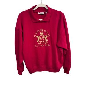 Giorgio Beverly Hills Red Sweatshirt Women's Vintage Gold Crest Pullover